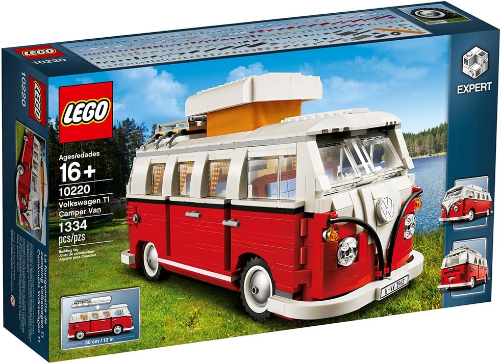 LEGO Volkswagen Type 2 Camper Van Set 10220: A nostalgic building experience with 1,334 pieces.
