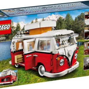 LEGO Volkswagen T1 Camper Van 10220 set featuring vibrant colors and detailed nostalgic design.
