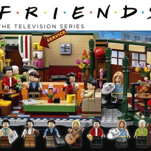 LEGO Friends Central Perk set with iconic characters, cozy couch, and nostalgic decor.