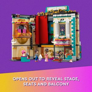 Colorful LEGO theater set for imaginative play and miniature performances with detailed design elements.