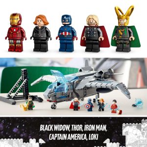 Marvel LEGO Space Adventure Set with Iron Man, Black Widow, Captain America, Thor, and Loki.