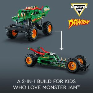Monster Jam Dragon 2-in-1 Build Set: vibrant, creative play for young builders and fans.