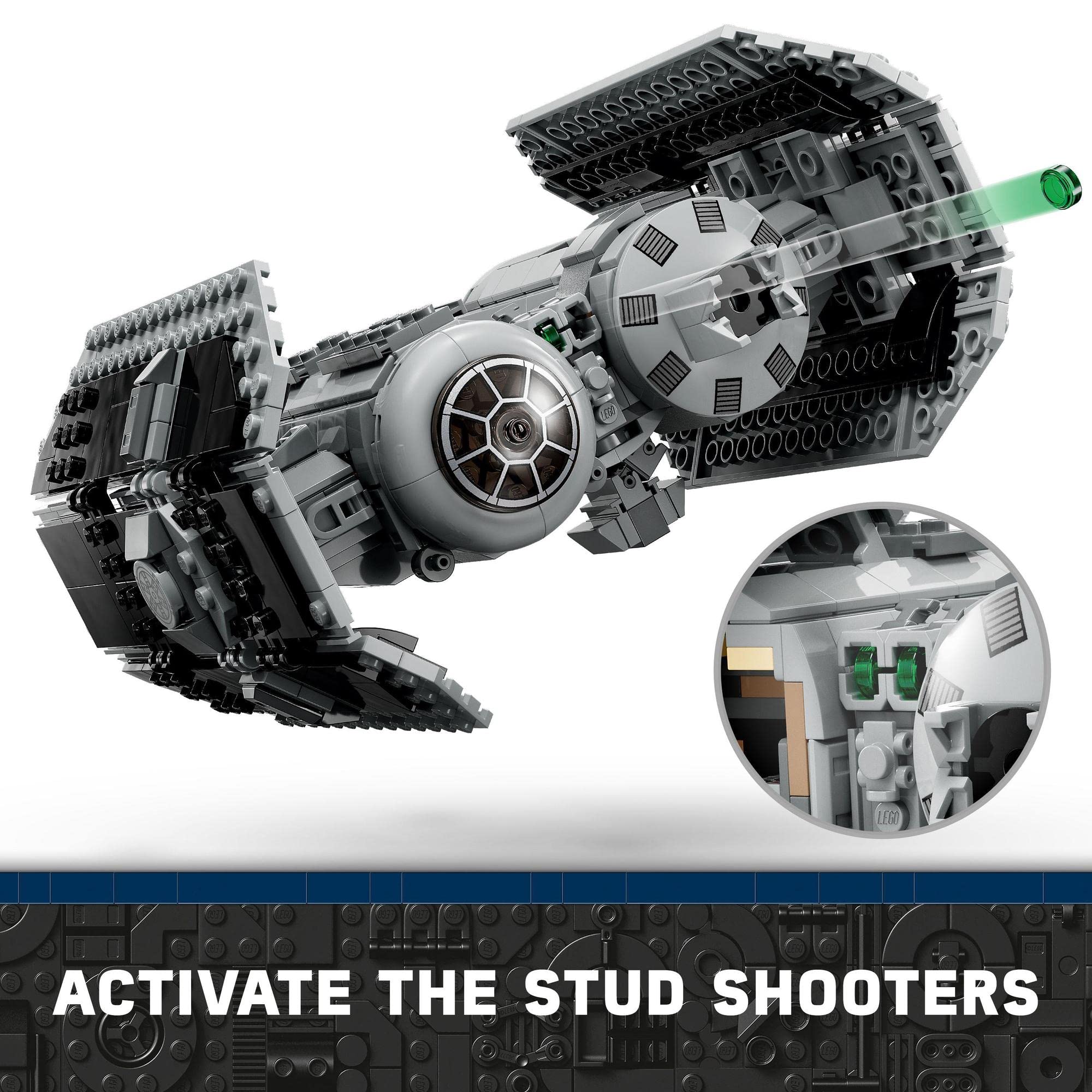 LEGO Starfighter model with interactive stud shooters and a sleek turbine engine for fun play.