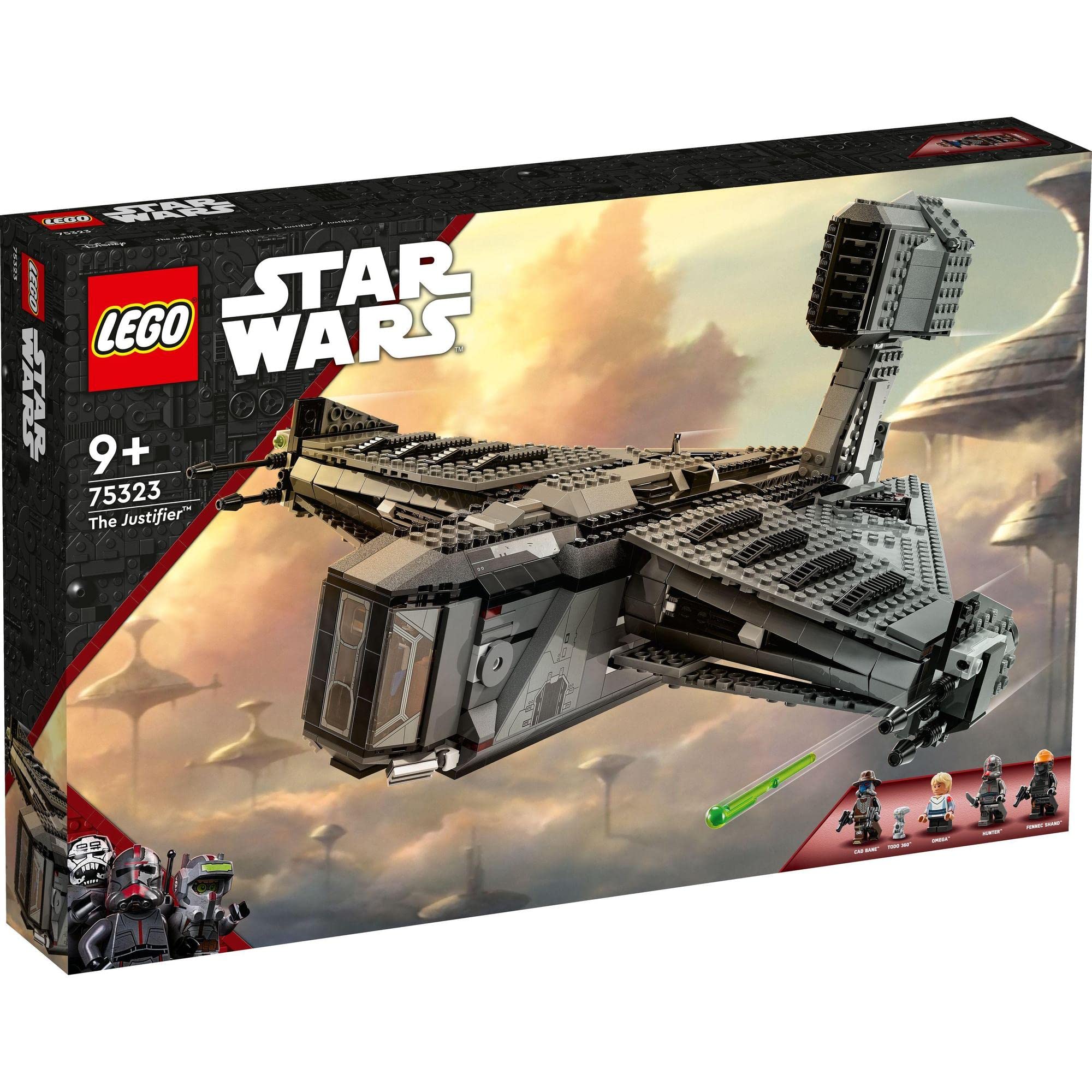 LEGO Star Wars The Mandalorian ship set 75323 with minifigures, ages 9 and up.