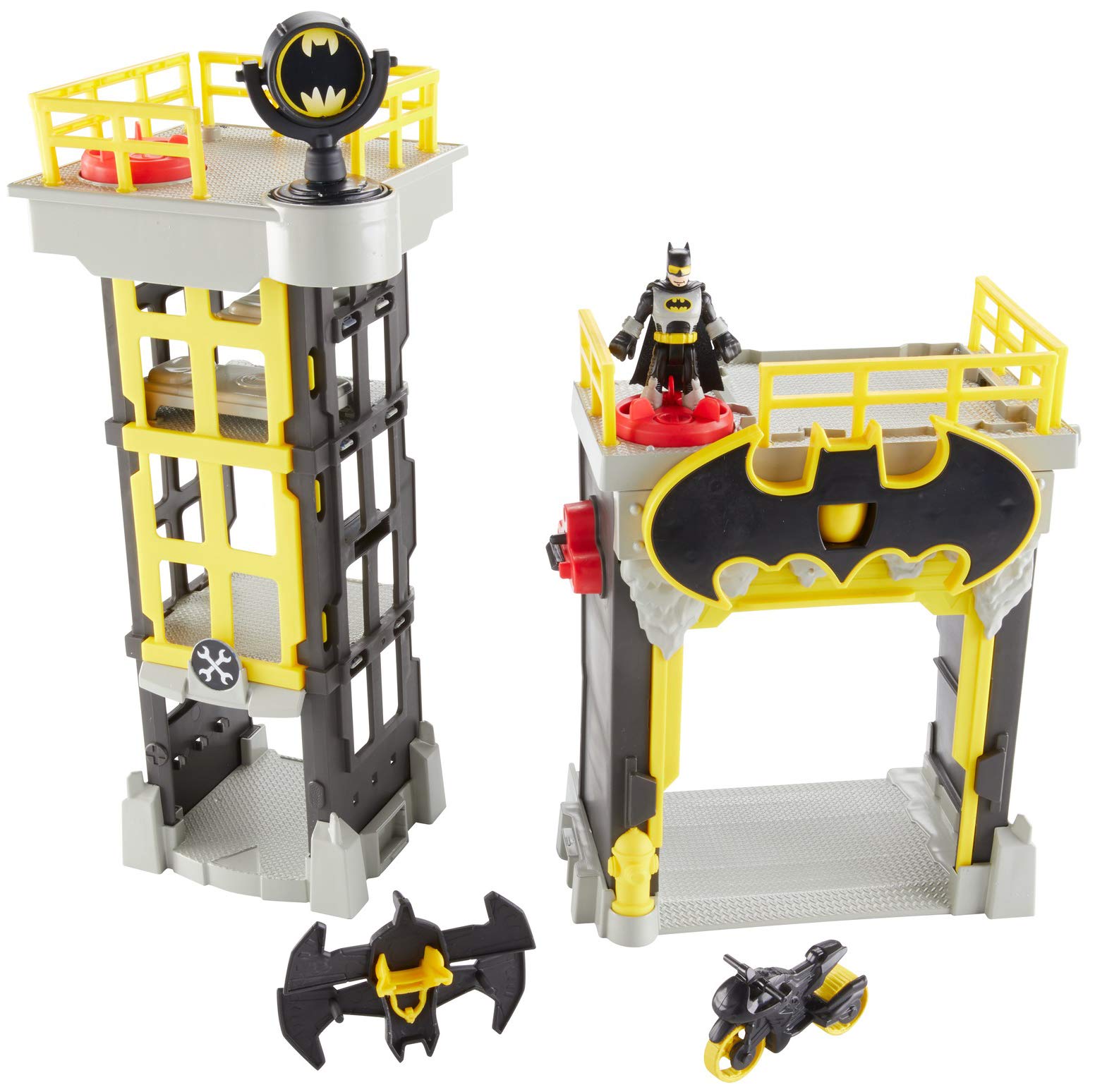 Explore the Batman Action Playset: a dynamic headquarters with figures and vehicles for adventures!