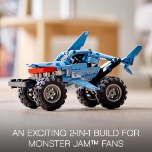 Explore imaginative play with the Blue Shark Monster Truck 2-in-1 adventure build toy.