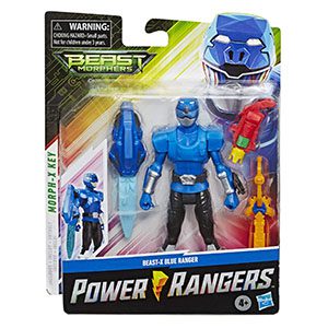 Power Rangers Blue Ranger Beast Morphers action figure with vibrant packaging and fun accessories.