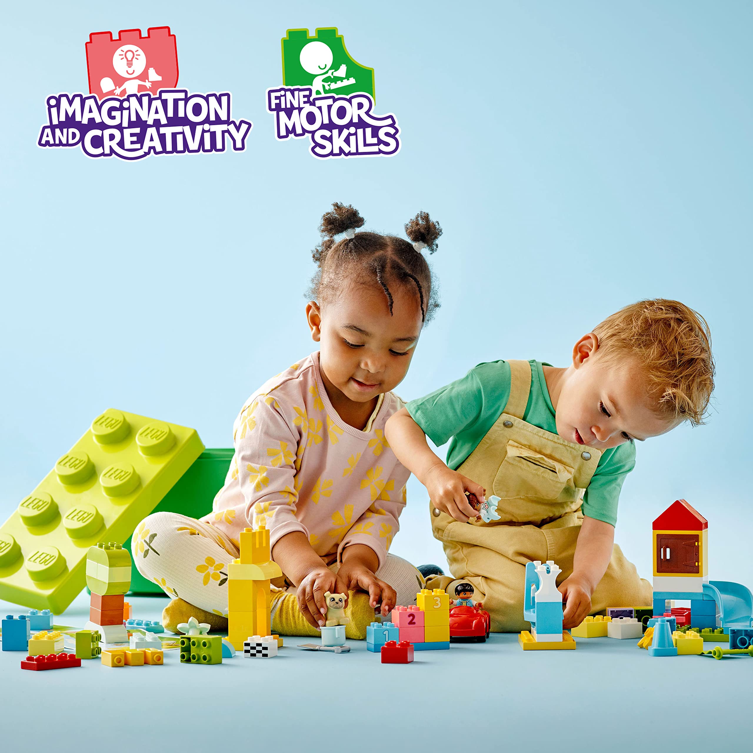 Children joyfully build with colorful blocks, enhancing creativity and fine motor skills through play.