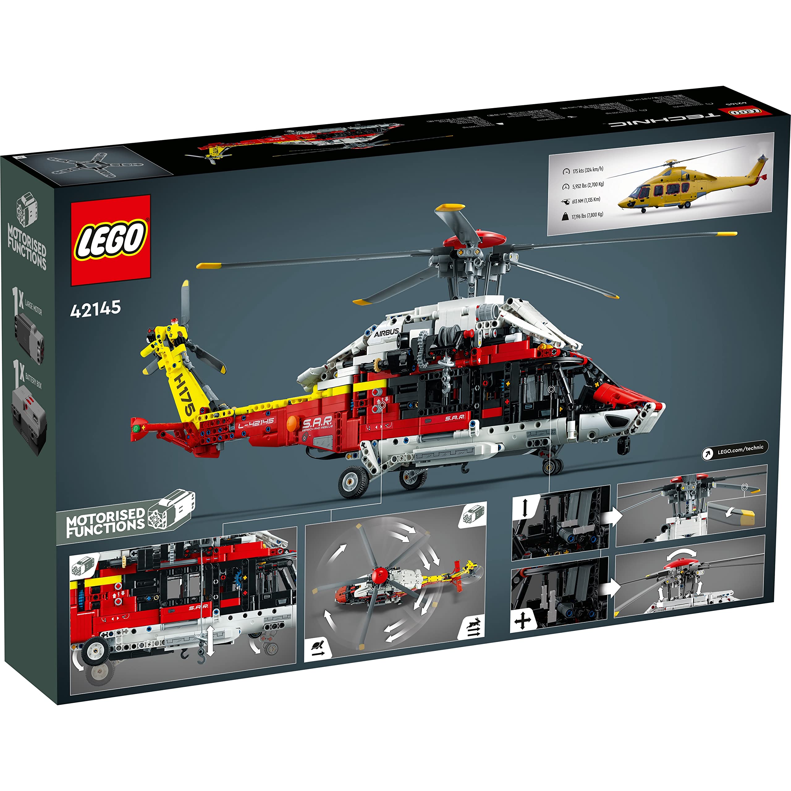 LEGO Helicopter Set 42145: Motorized emergency model with interactive features for builders of all ages.