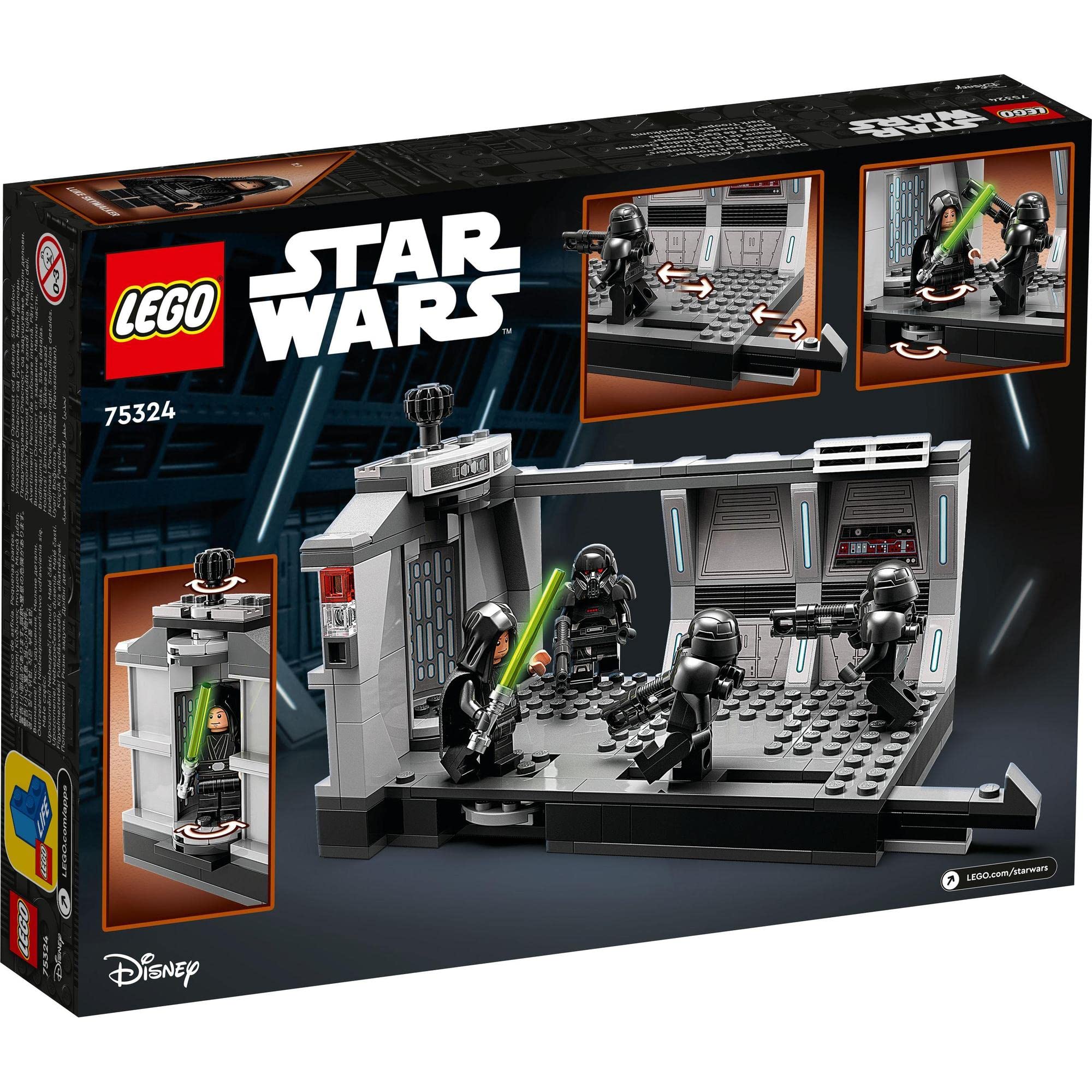 LEGO Star Wars Set 75324 features an exciting detention scene with vibrant mini figures and light sabers.