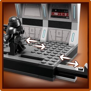 Futuristic Lego playset with armored mini-figure and interactive elements for imaginative exploration.