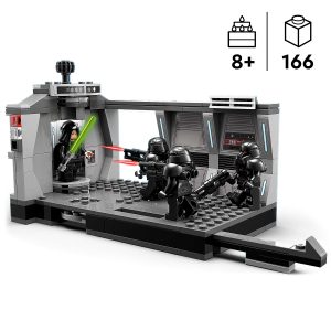 Jedi lightsaber battle against stormtroopers in a thrilling Star Wars LEGO adventure set.