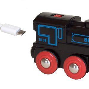 Colorful electronic toy train with interactive features and USB-C for endless imaginative play.