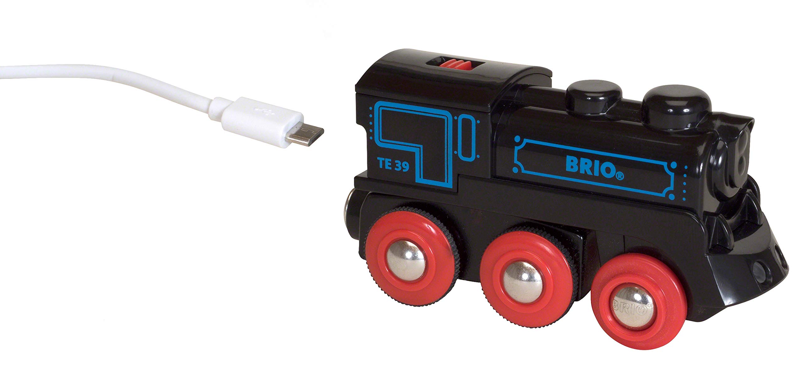 Colorful electronic toy train with interactive features and USB-C for endless imaginative play.