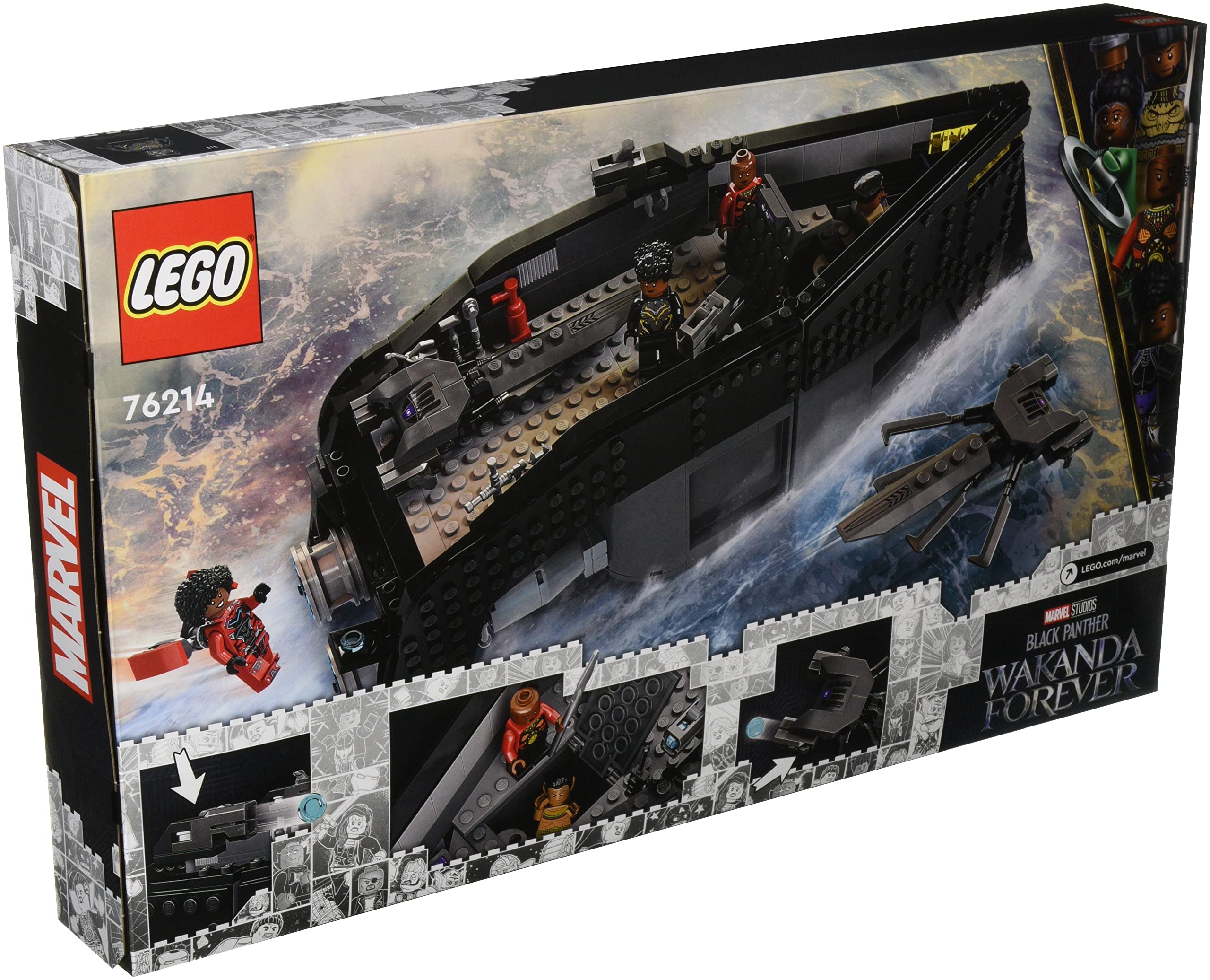 LEGO Marvel Wakanda Forever Set 76214 showcases vibrant art and exciting adventure for builders.