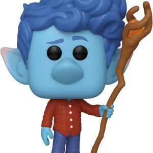 Vibrant blue fantasy character vinyl figure with curly hair and magical staff.