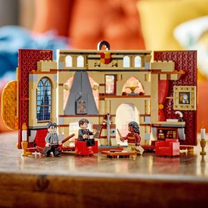 Cozy Lego room with fireplace and figures, perfect for imaginative storytelling and play.