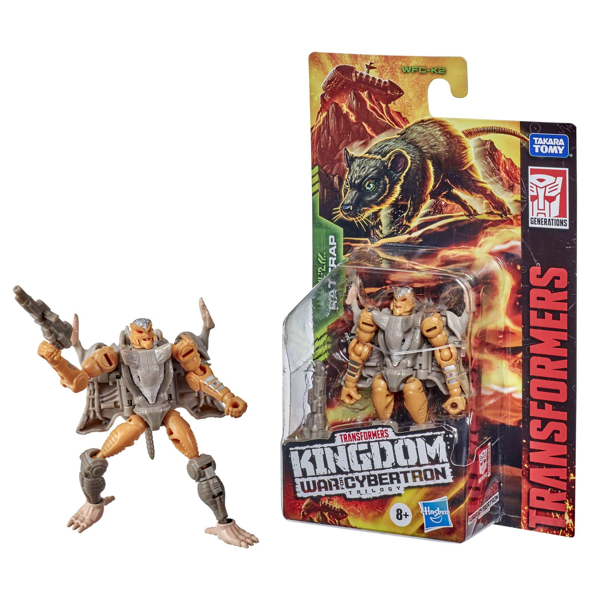 Transformers Kingdom action figure featuring a muscular character and dinosaur-themed packaging.