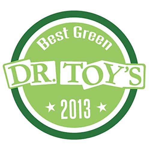 Best Green Eco-Friendly Toy Award 2013 logo in vibrant green, celebrating sustainable toy excellence.