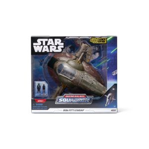 Boba Fetts Slave I starship toy with action figures, perfect for Star Wars fans and collectors.