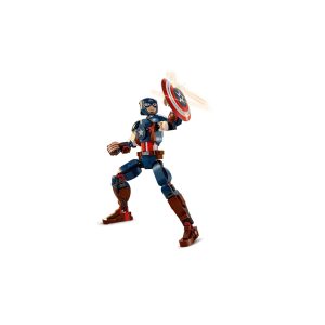 Dynamic Captain America action figure with iconic shield, showcasing vibrant patriotic colors against a white background.