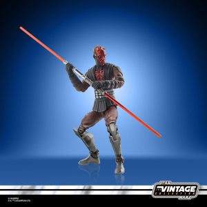 Darth Maul vintage action figure with double-bladed lightsaber, ideal for collectors and Star Wars fans.