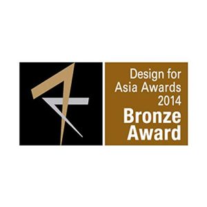 Design for Asia Awards 2014 Bronze Award graphic featuring a modern A logo in black and gold.