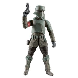 Star Wars action figure in battle pose, detailed armor, and blaster ready for action.