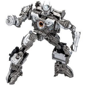 Dynamic futuristic robot hero with intricate armor and striking power core in action pose.