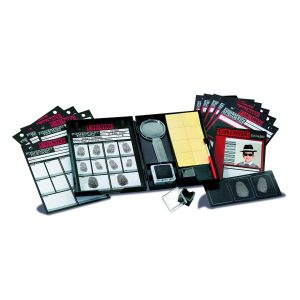 Forensic fingerprinting kit with tools and cards for collection and analysis in investigations and education.