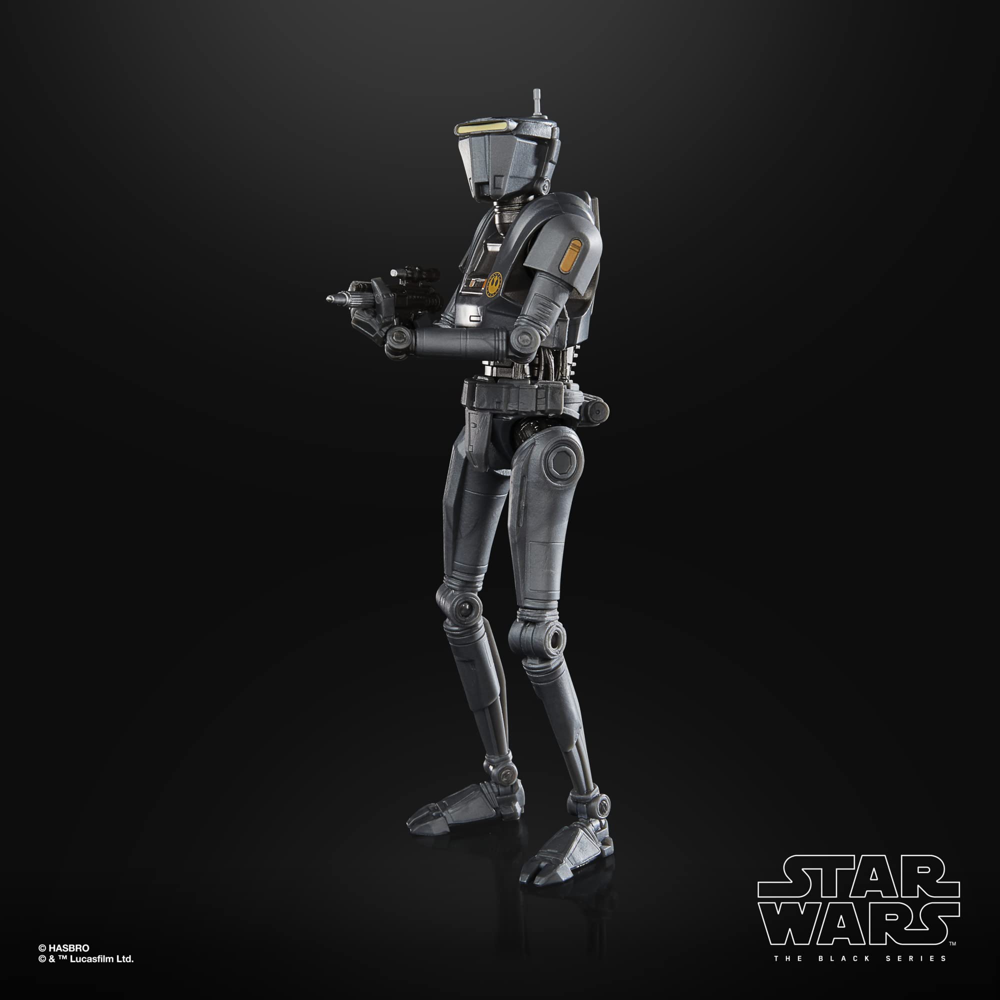 Sleek black Star Wars droid action figure with advanced technology features and intricate details.
