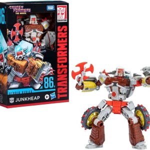 Junkheap Transformers action figure from the 1986 Movie Collection, featuring vibrant packaging and detailed design.