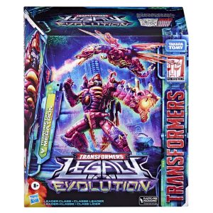 Megatron action figure in vibrant packaging from Transformers: Legacy Evolution series.