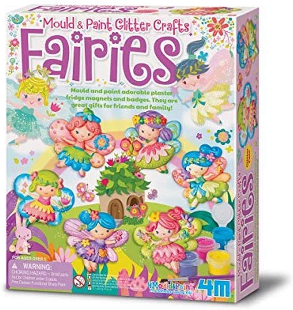 Create sparkly fairy figures with the Mould and Paint Glitter Fairies Craft Kit.