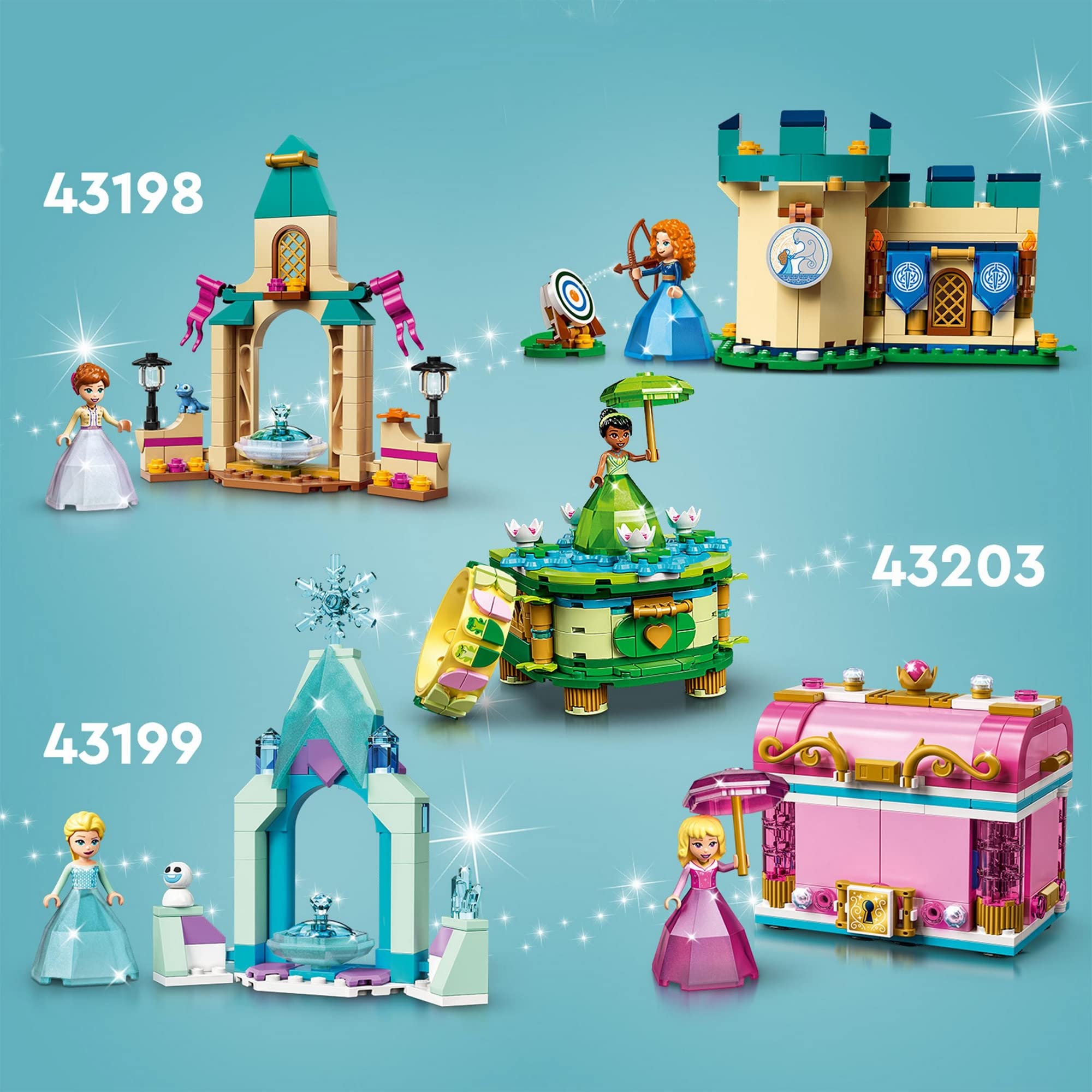 Vibrant LEGO princess sets inspire imaginative play with whimsical scenes and colorful designs.