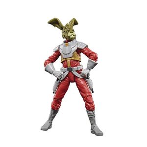 Futuristic rabbit warrior action figure in a vibrant suit, ready for sci-fi adventures.