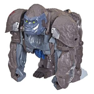 Fierce robot gorilla toy with muscular design, glowing eyes, and articulated limbs for dynamic play.
