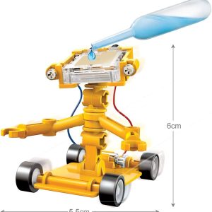 Vibrant yellow robot toy for engaging liquid experiments and playful learning activities.