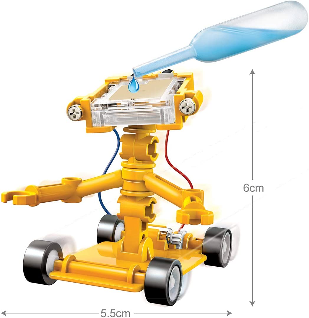 Vibrant yellow robot toy for engaging liquid experiments and playful learning activities.
