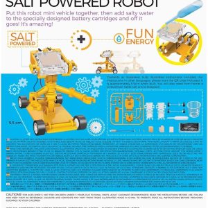 Build a salt-powered robot with this fun, educational kit promoting renewable energy exploration.