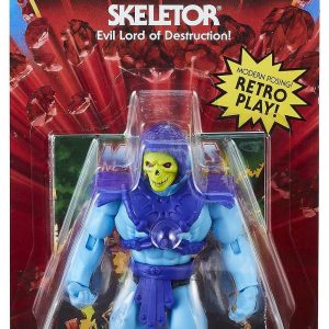 Skeletor action figure in vibrant retro packaging from the iconic Masters of the Universe series.