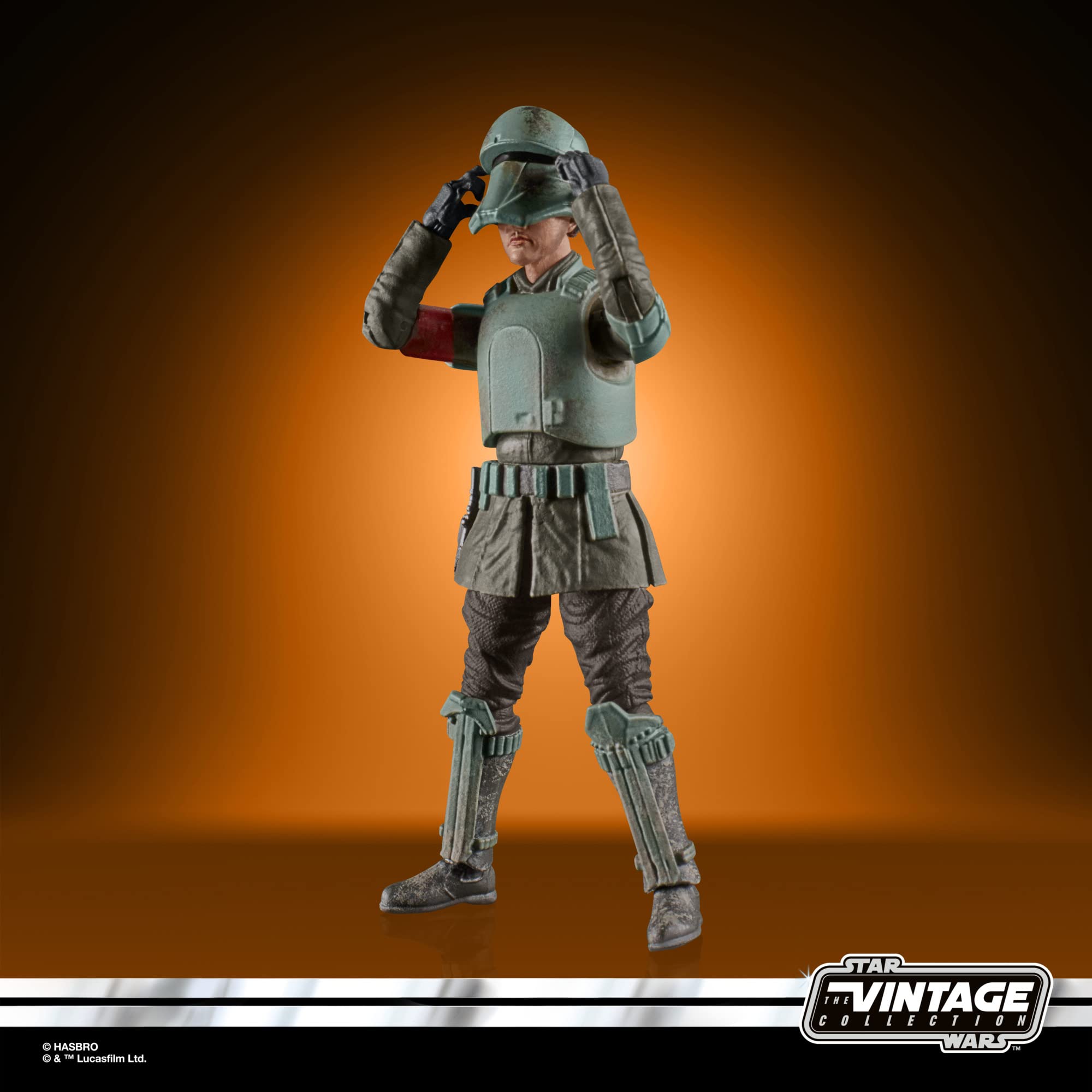 Green Trooper action figure from Star Wars Vintage Collection, showcasing detailed armor and dynamic pose.