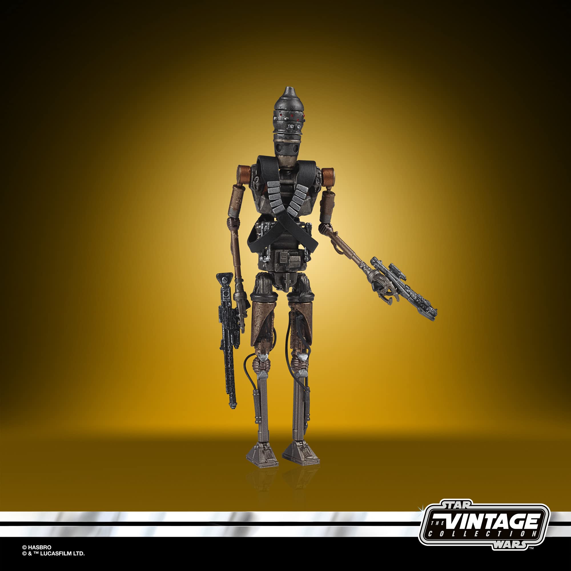 Star Wars droid bounty hunter action figure with metallic finish and articulated limbs.