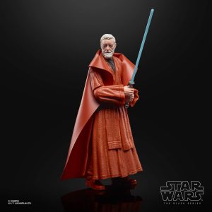 Star Wars Jedi Master figurine: orange robe, blue lightsaber, detailed craftsmanship and iconic design.
