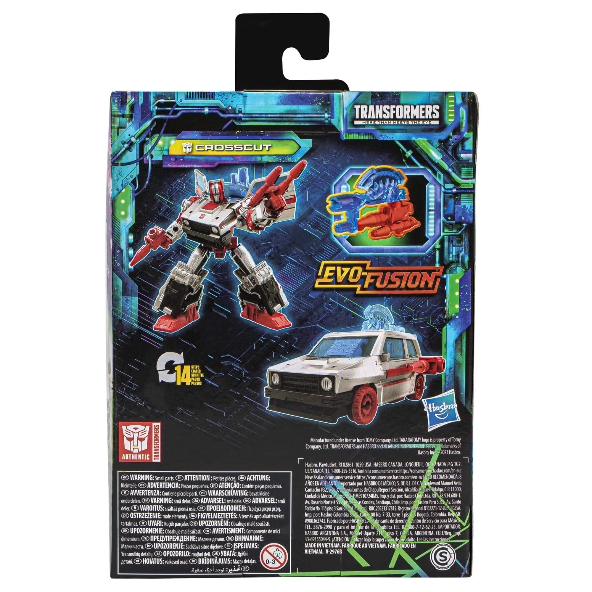 Transformers Endurant packaging showcases Evo-Fusion features, highlighting versatile robot and car transformations.