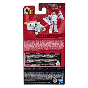 Transformers Fire Witwicky figure packaging: vibrant design, detailed toy, engaging character backstory, and safety info.