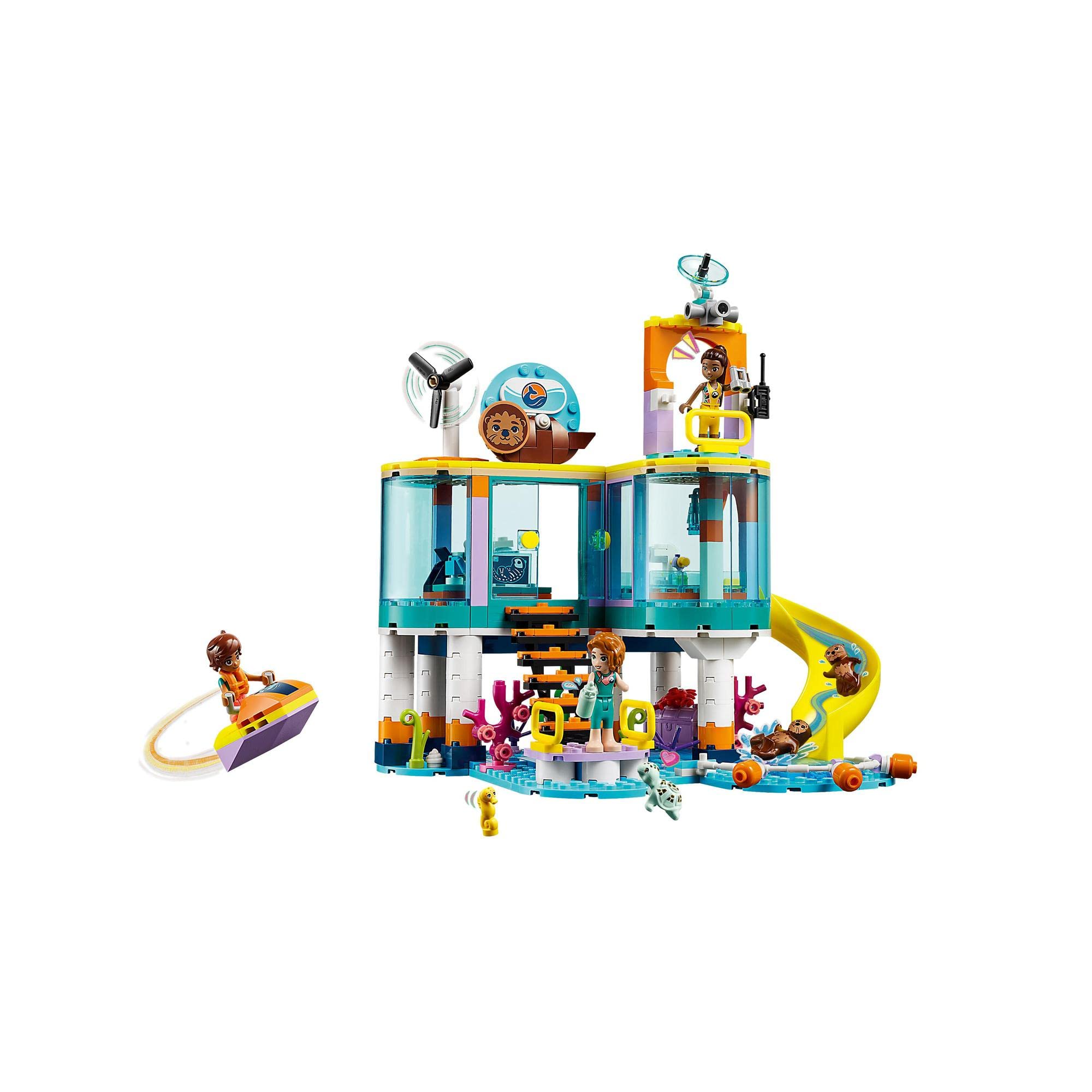 Colorful underwater playset with slides, coral, and adventurous characters for imaginative play.
