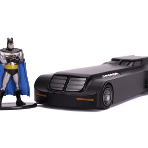 Dynamic Batman figurine and sleek Batmobile collectible set for heroic adventures.