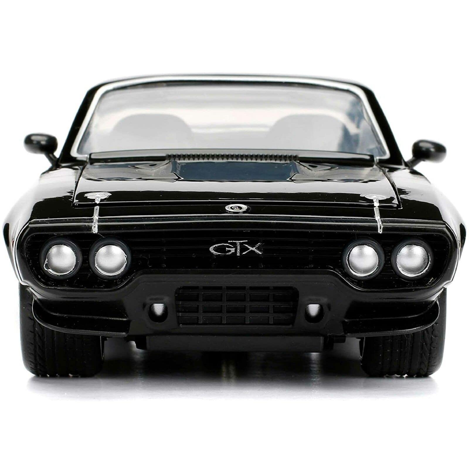 Sleek black GTX muscle car model showcasing bold design and classic American automotive craftsmanship.