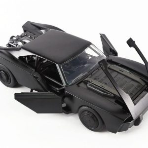 Sleek black car model featuring aggressive design, sharp angles, and advanced interior details.